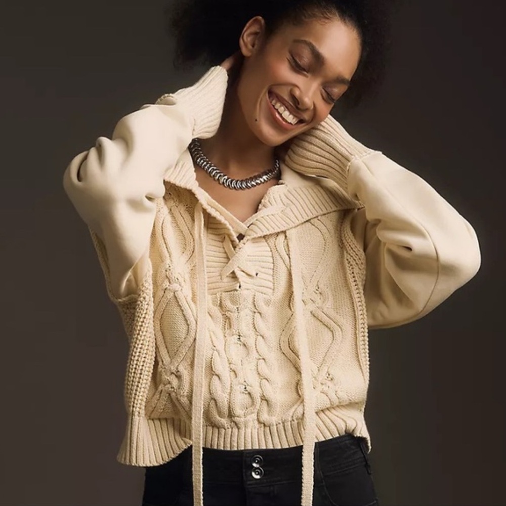 Pilcro cable laced twofer sweater